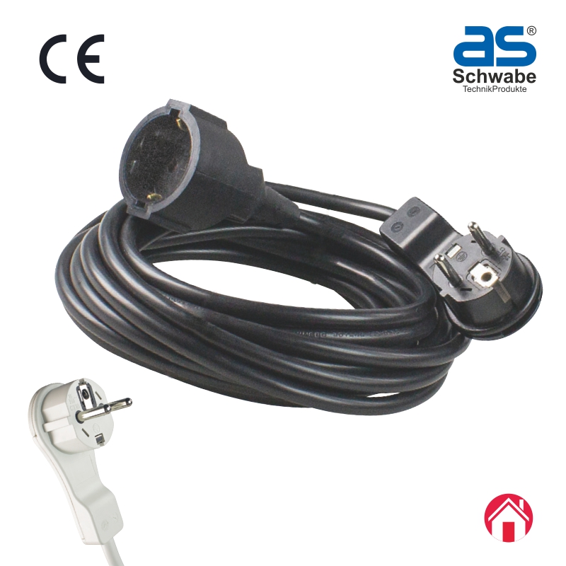 Удлинитель as - Schwabe, кабель 5 м, H05VV-F 3G1.5, IP20, черный 50522