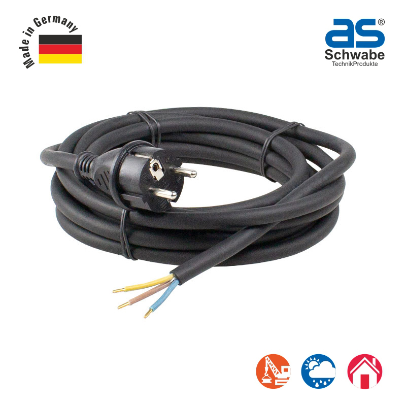 Соединительный кабель as - Schwabe кабель 3 м, H05RN-F 3G1.0, IP44, черный 60376