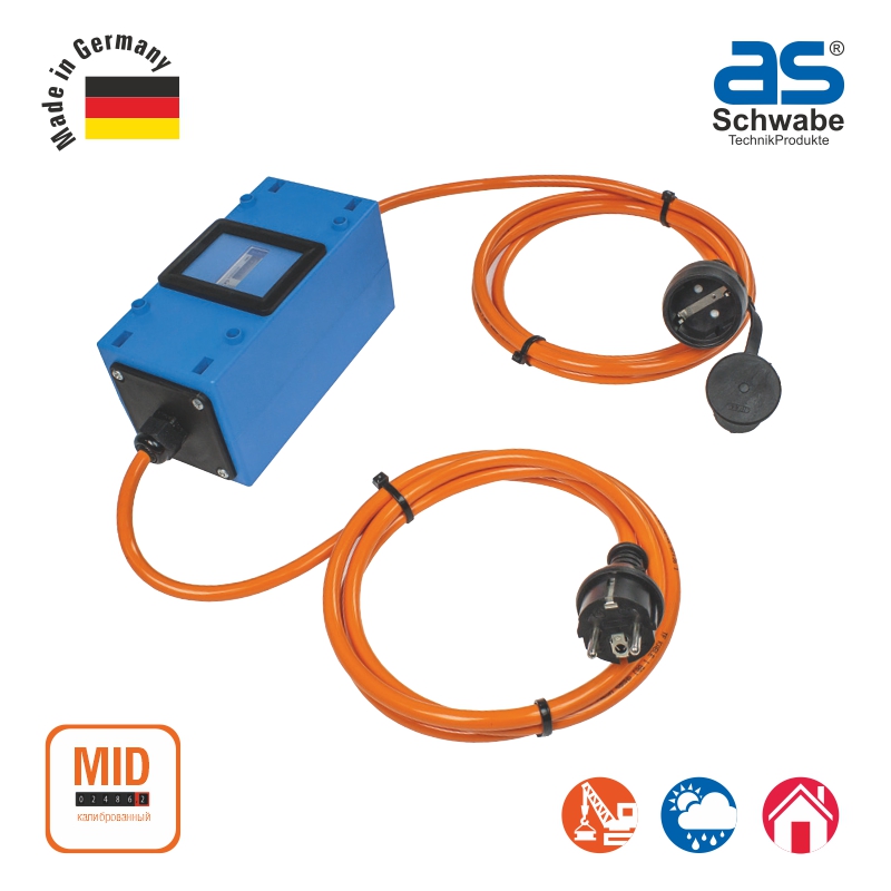 Счетчик электроэнергии as - Schwabe MIXO, кабель 2x1.5 м, H07BQ-F 3G2.5, IP44, 61742