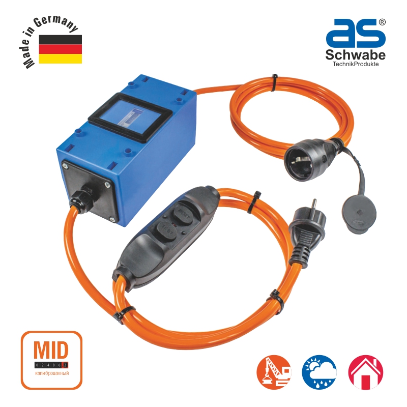 Счетчик электроэнергии as - Schwabe MIXO с выключателем, кабель 2x1.5 м, H07BQ-F 3G2.5, IP44, 61744