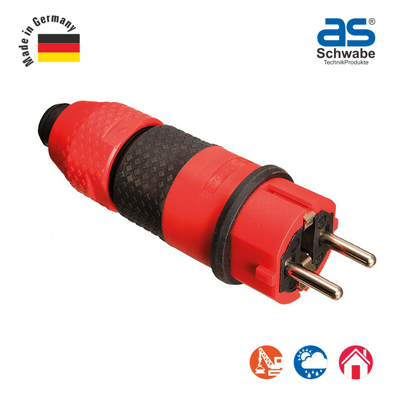 Вилка as - Schwabe SCHUKOultra Pro с двойным контактом заземления, 230 В, IP54, красный/черный 62233