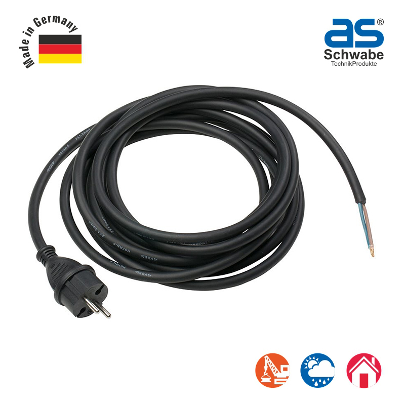 Соединительный кабель для сверлильного станка as - Schwabe кабель 3 м, H05RN-F 2x1.0, IP44, черный 70532